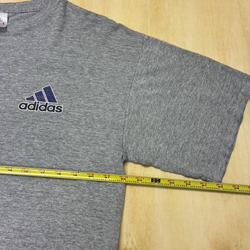 Vintage Adidas Shirt Mens Large Gray Graphic Logo Sports Tee T-Shirt USA